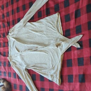 Loft Yellow Striped Cardigan Women's Medium